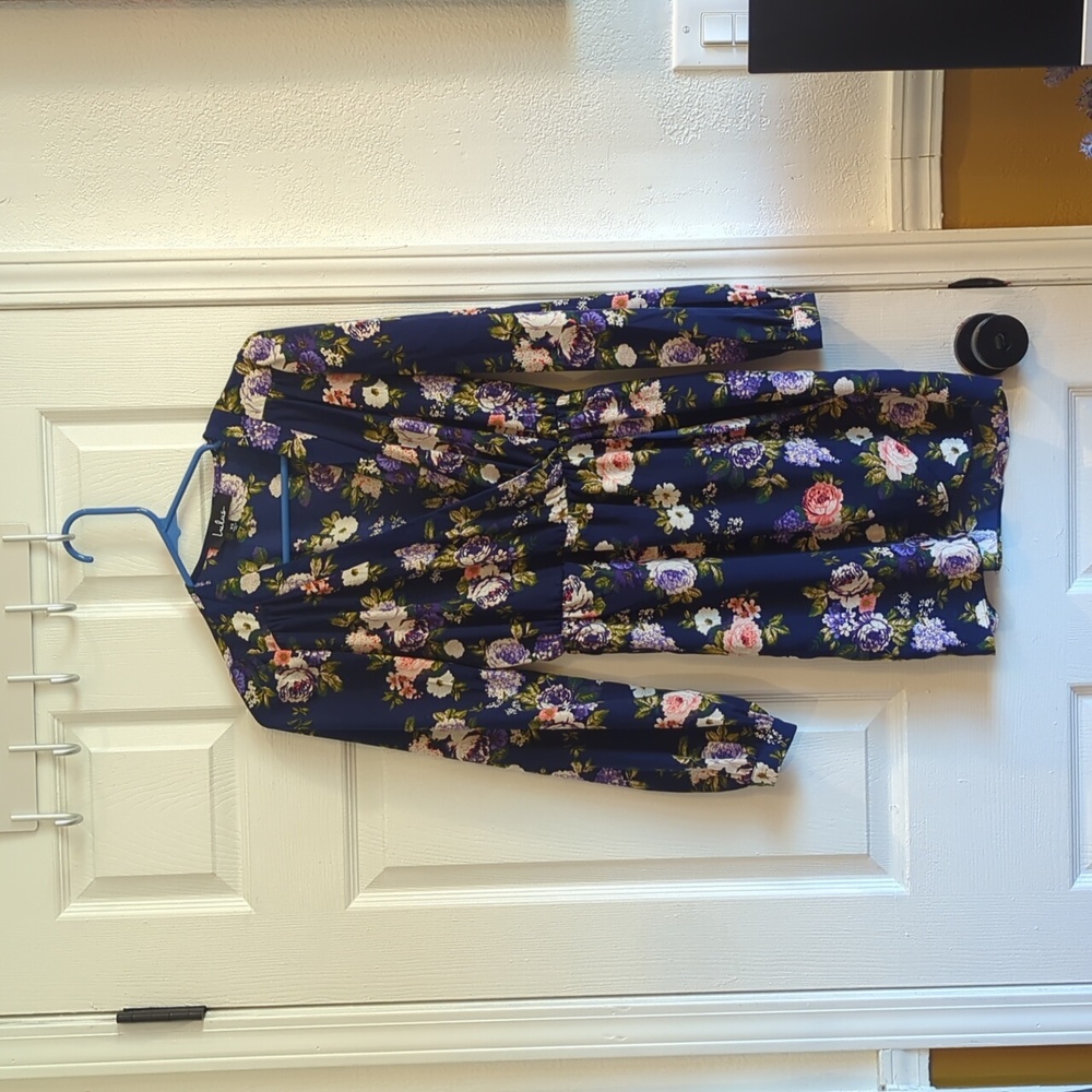 Lulu's Navy Floral Dress